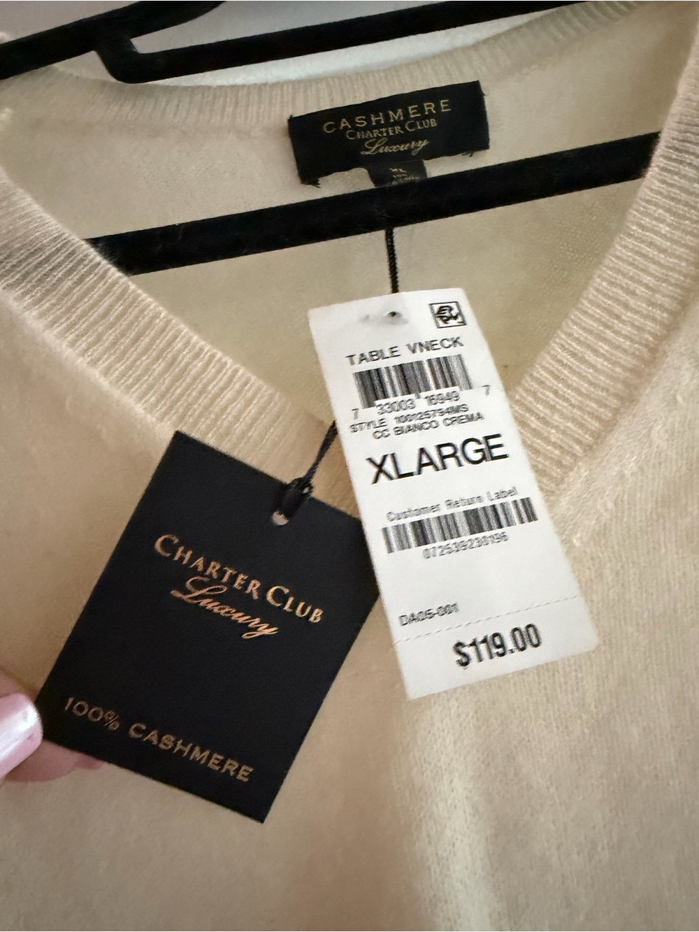 Charter Club Cream Cashmere Sweater - Picture 4 of 4
